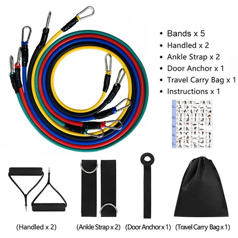 11 Pieces/Set Crossfit Latex Resistance Band Training Exercise