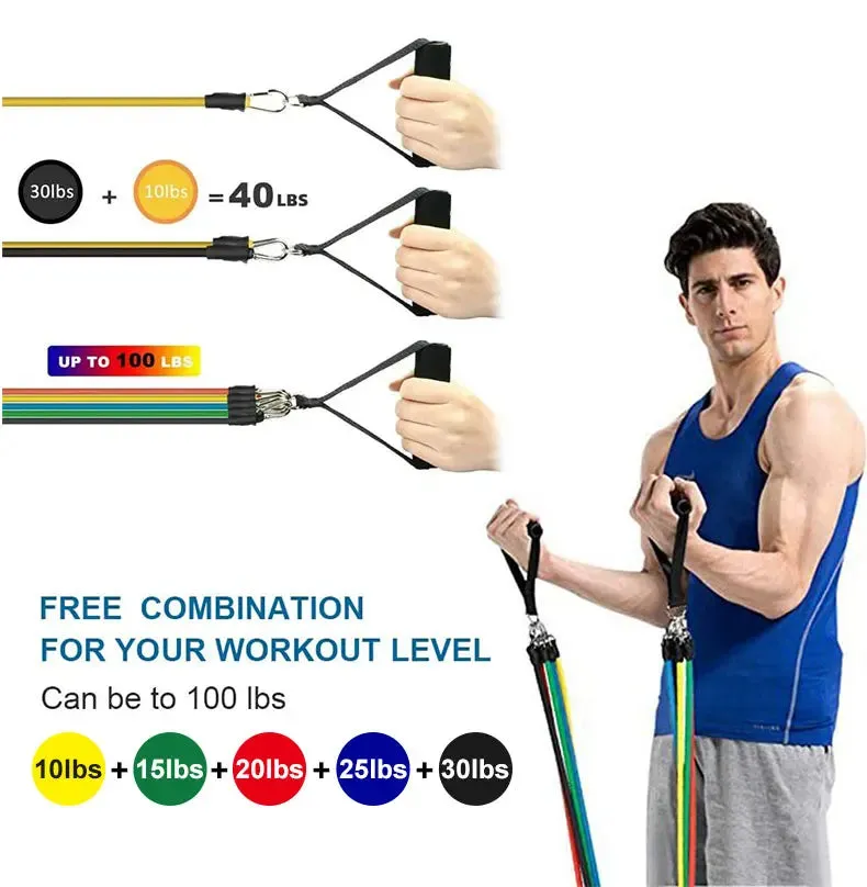 11 Pieces/Set Crossfit Latex Resistance Band Training Exercise