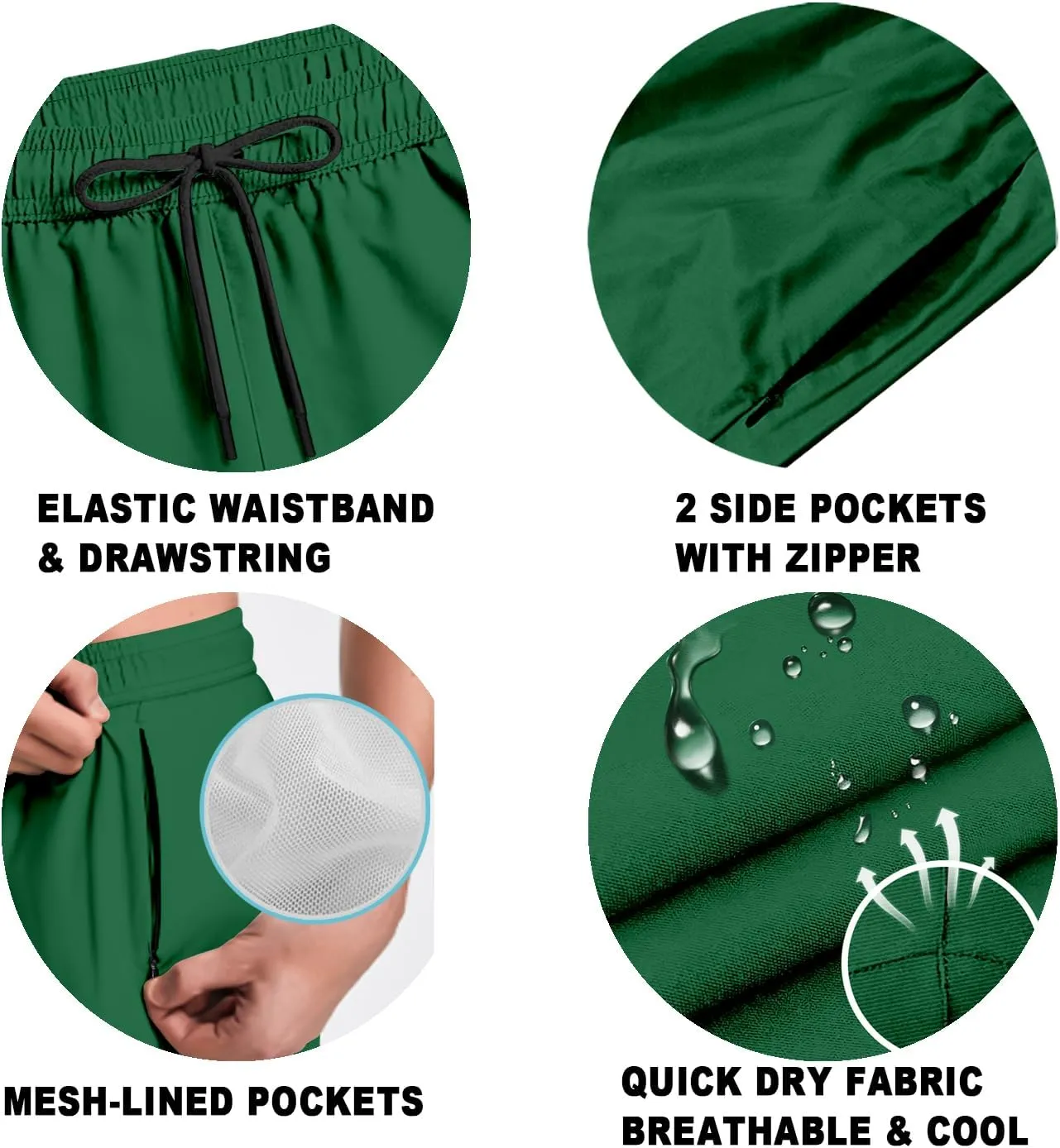 Big and Tall Men's Swim Trunk 8" with Compression Liner 8 Inch Inseam Quick Dry Board Shorts & Zipper Pocket 2XL-9XL