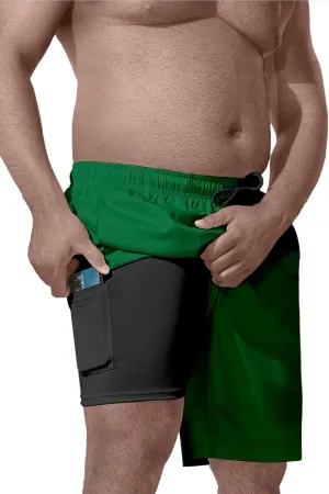 Big and Tall Men's Swim Trunk 8" with Compression Liner 8 Inch Inseam Quick Dry Board Shorts & Zipper Pocket 2XL-9XL