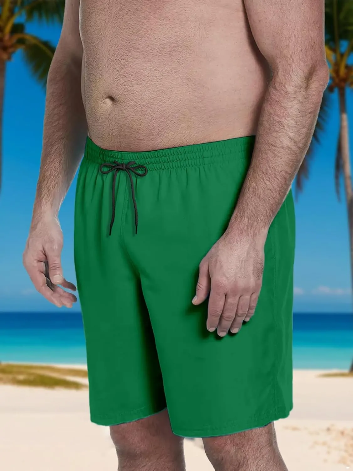 Big and Tall Men's Swim Trunk 8" with Compression Liner 8 Inch Inseam Quick Dry Board Shorts & Zipper Pocket 2XL-9XL