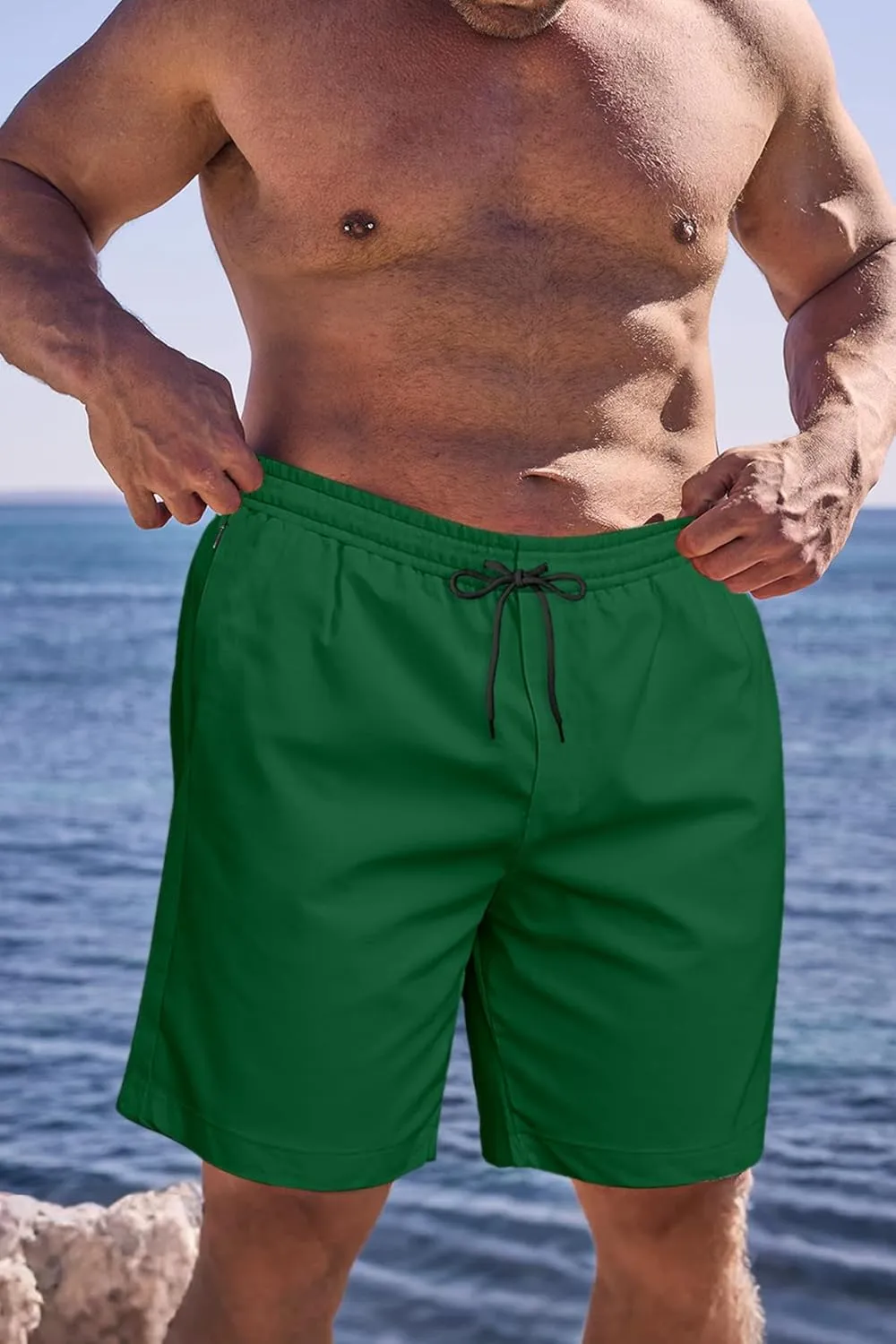 Big and Tall Men's Swim Trunk 8" with Compression Liner 8 Inch Inseam Quick Dry Board Shorts & Zipper Pocket 2XL-9XL