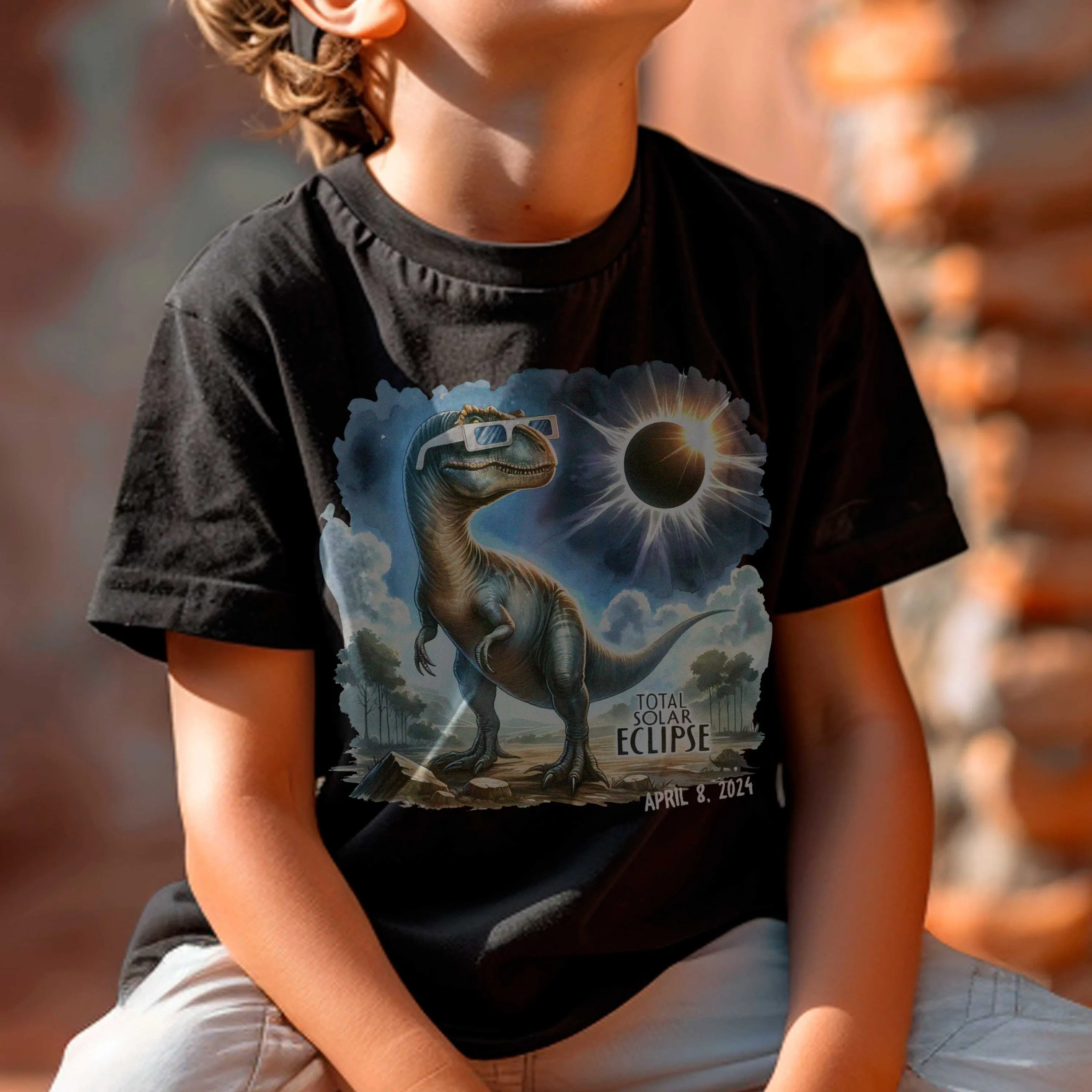 boys eclipse t-shirt 2024 eclipse boys cool dinosaur eclipse shirt wear to school total solar eclipse april 8 2024 cool funny shirt dinos