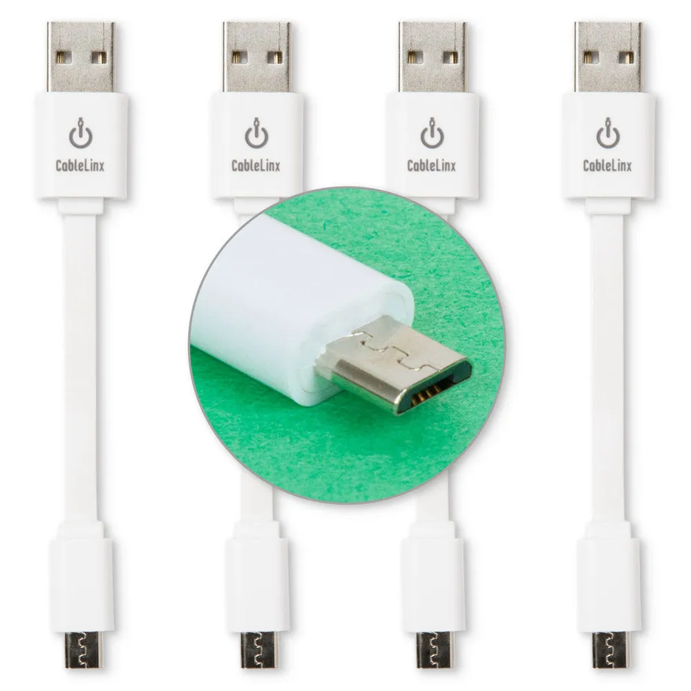 CableLinx 4" Value Pack of 4 Micro to USB-A Charge Flat Cables