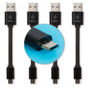 CableLinx 4" Value Pack of 4 Micro to USB-A Charge Flat Cables