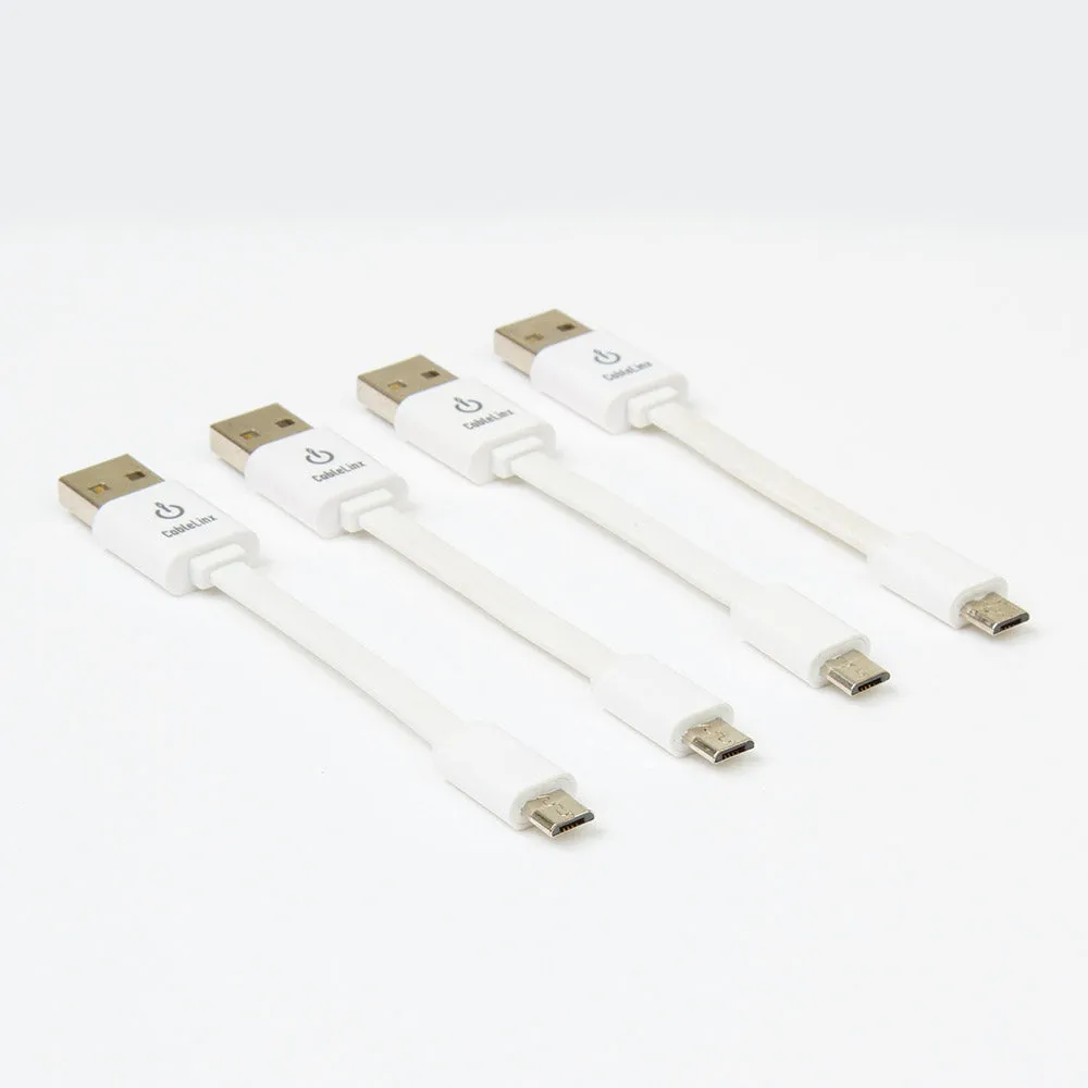 CableLinx 4" Value Pack of 4 Micro to USB-A Charge Flat Cables