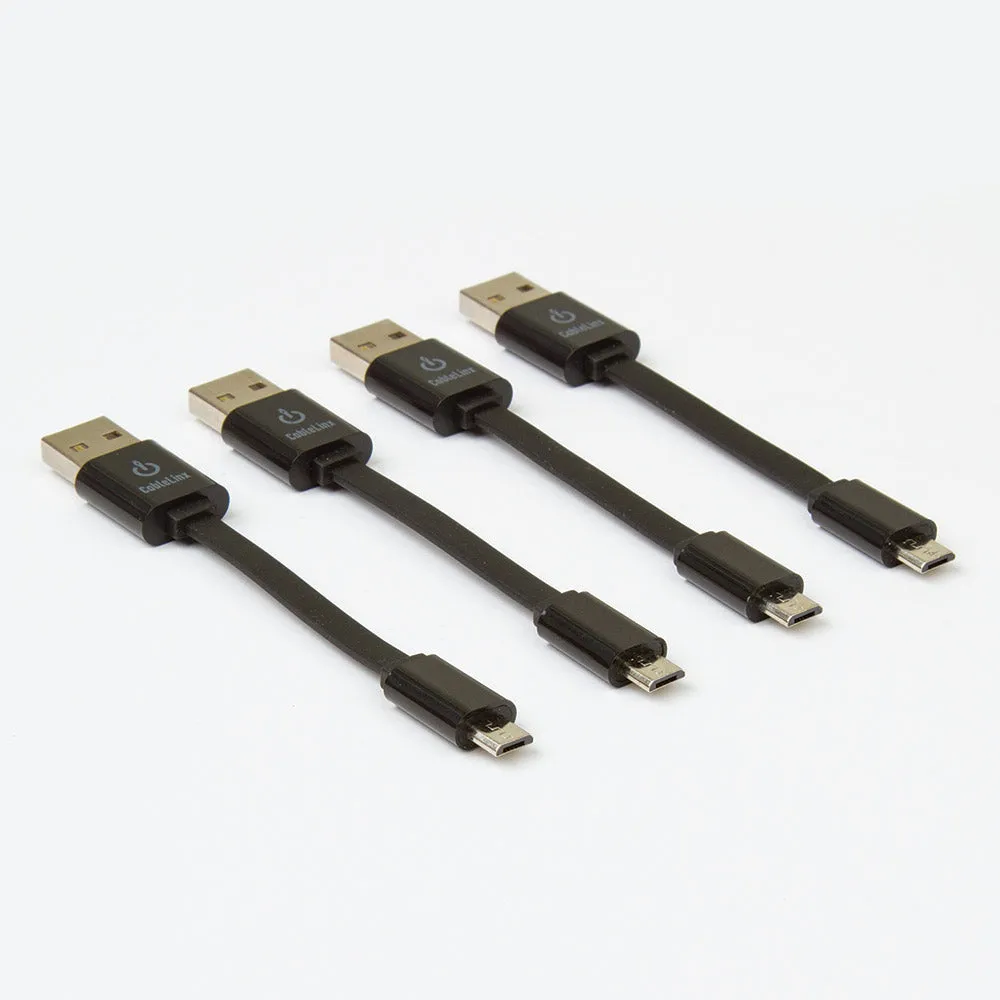 CableLinx 4" Value Pack of 4 Micro to USB-A Charge Flat Cables