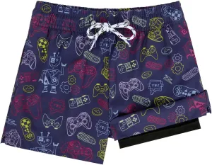 Century Star Boys Swim Trunks with Compression Liner Boys Bathing Suit Toddler Swim Trunks Beach Board Shorts Swimwear