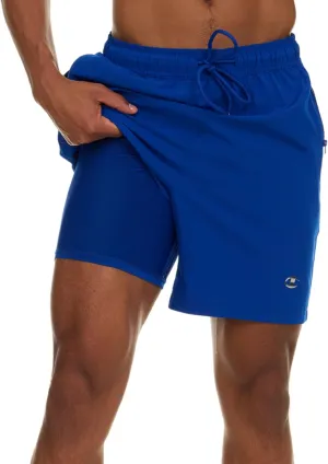 Champion Mens Swim Trunks with Compression Liner, 2 in 1 Mens Bathing Suit Shorts, 7 Inch Inseam Board Shorts for Swimming