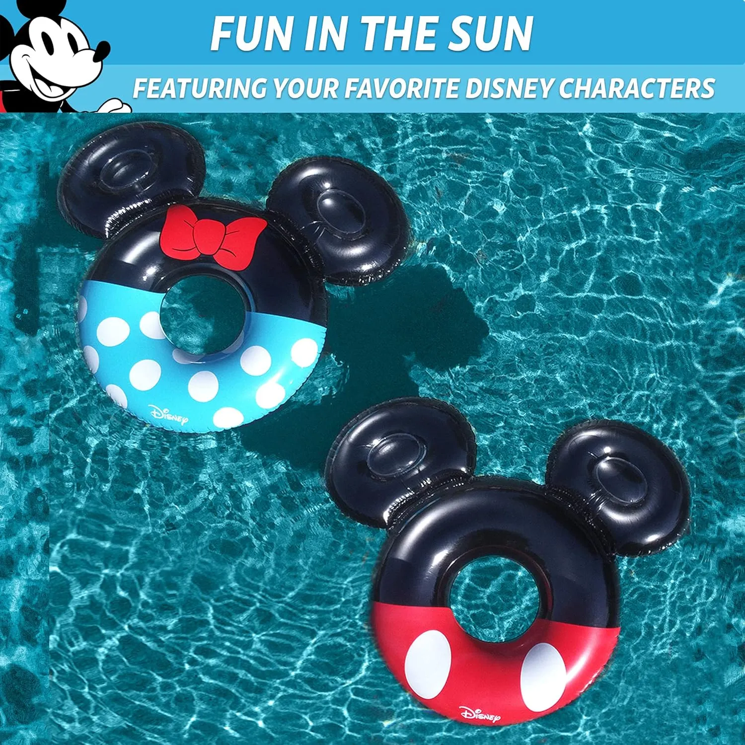 Disney Pool Float Party Tube by GoFloats - Choose Between Mickey and Friends, Monster's Inc, Finding Nemo, Lilo and Stitch, UP and Wall-E