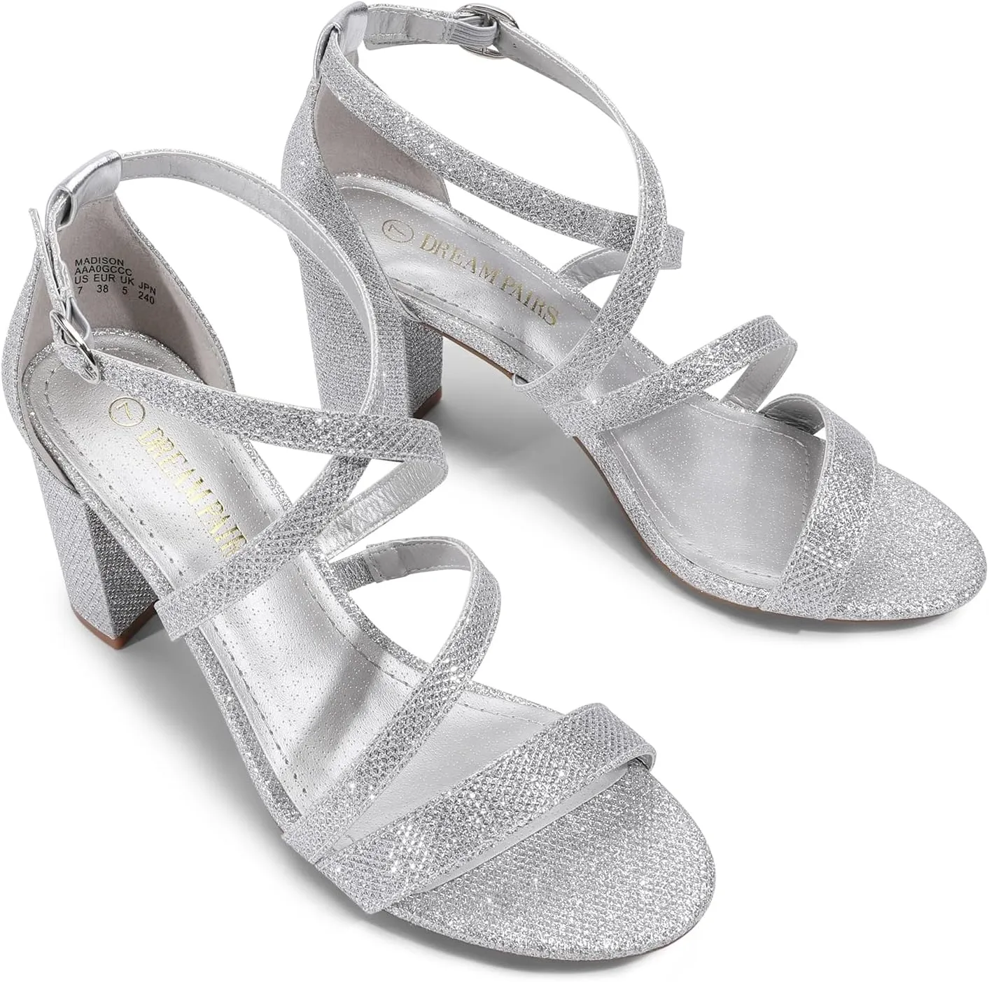 DREAM PAIRS Womens Ankle Strap Dress Pump Low Chunky Heel Sandals