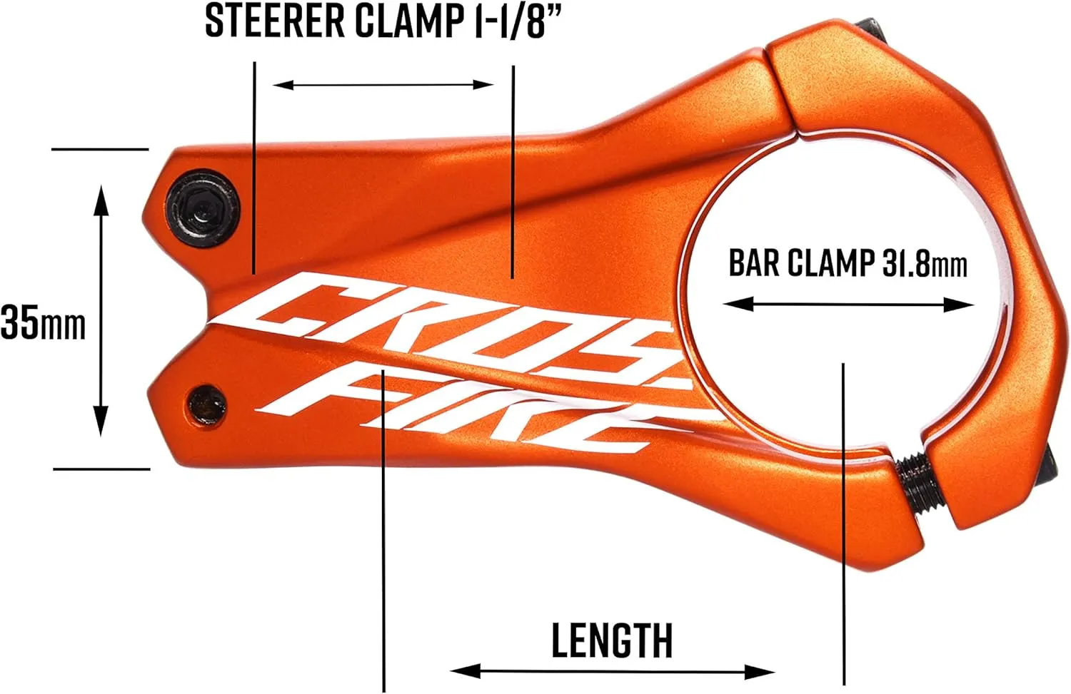 Funn Crossfire Mountain Bike Stem with 31.8mm Bar Clamp - Durable and Lightweight Alloy Bicycle Stem for Mountain Bike and BMX Bike