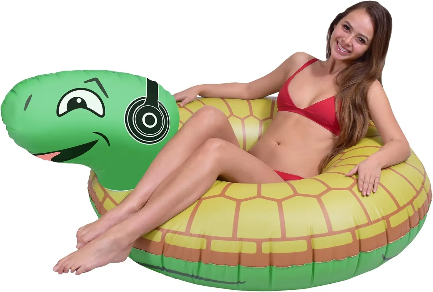 GoFloats Rockin Turtle Party Tube Inflatable Raft - Fun Pool Float for Adults and Kids