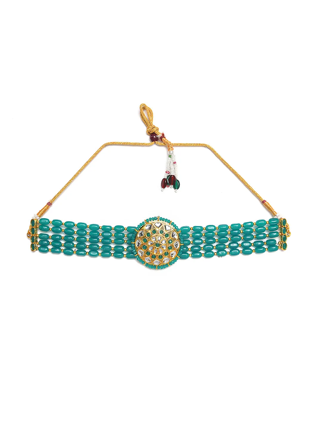 Gold-Plated Green & White Combo Jewellery Set