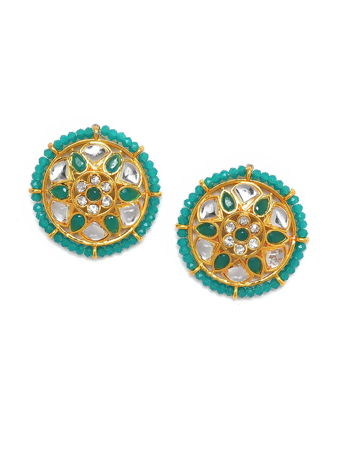Gold-Plated Green & White Combo Jewellery Set