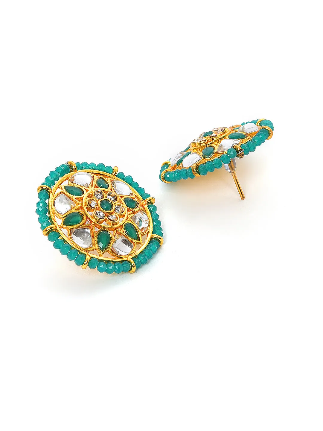 Gold-Plated Green & White Combo Jewellery Set