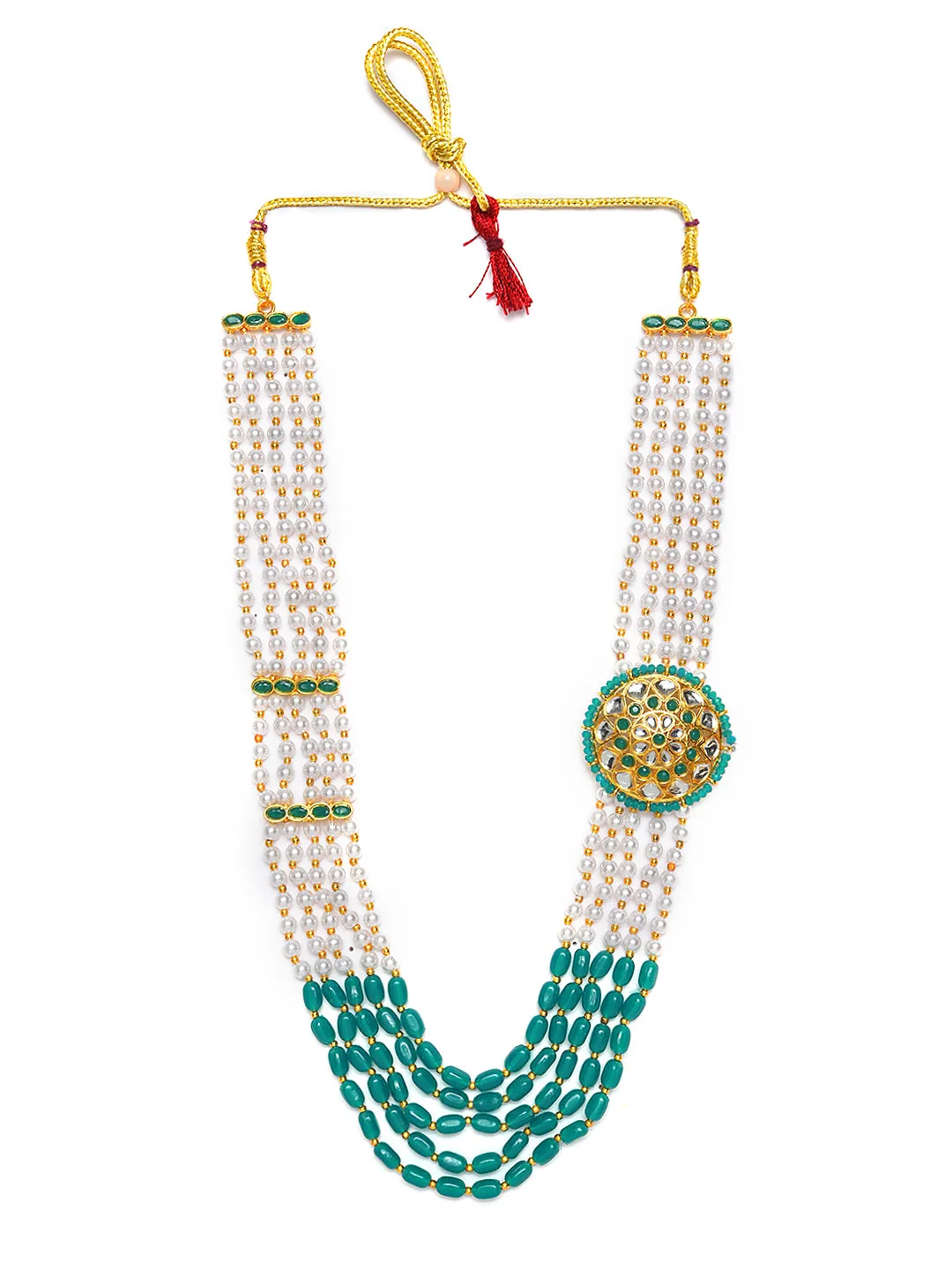Gold-Plated Green & White Combo Jewellery Set