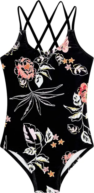 Kanu Surf Girls' Reese UPF 50 Beach Sport Criss-Cross One Piece Swimsuit
