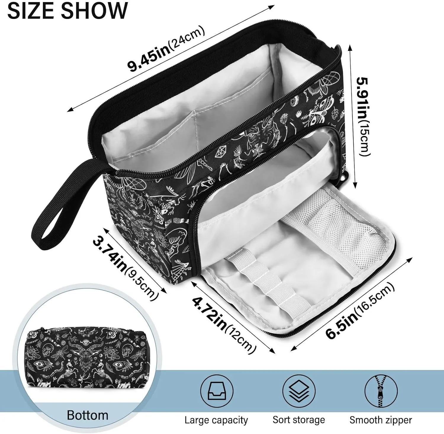 Magic Elements Large Pencil Case Organizer Multifunctional Big Pencil Pouch With Compartments Simple Stationery Pen Bag With Zipper