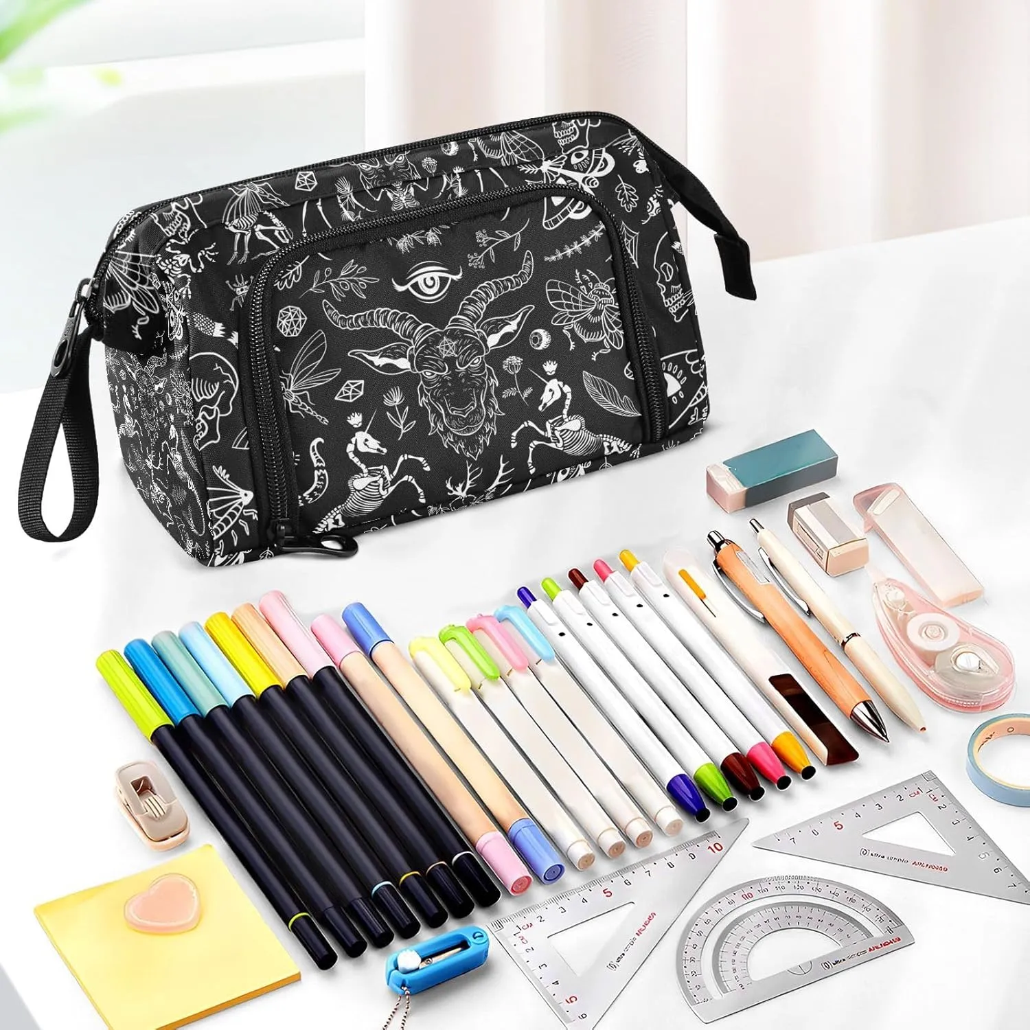 Magic Elements Large Pencil Case Organizer Multifunctional Big Pencil Pouch With Compartments Simple Stationery Pen Bag With Zipper