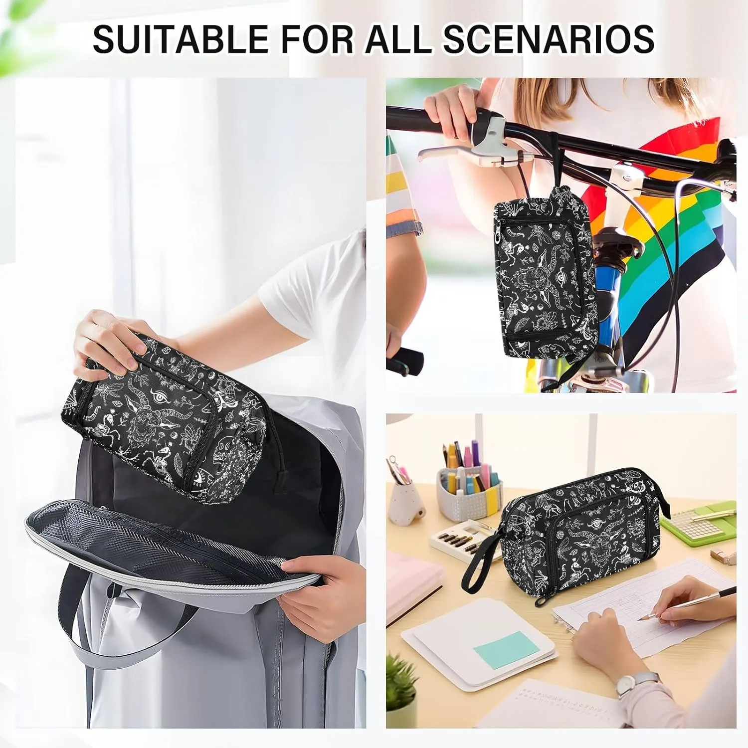 Magic Elements Large Pencil Case Organizer Multifunctional Big Pencil Pouch With Compartments Simple Stationery Pen Bag With Zipper
