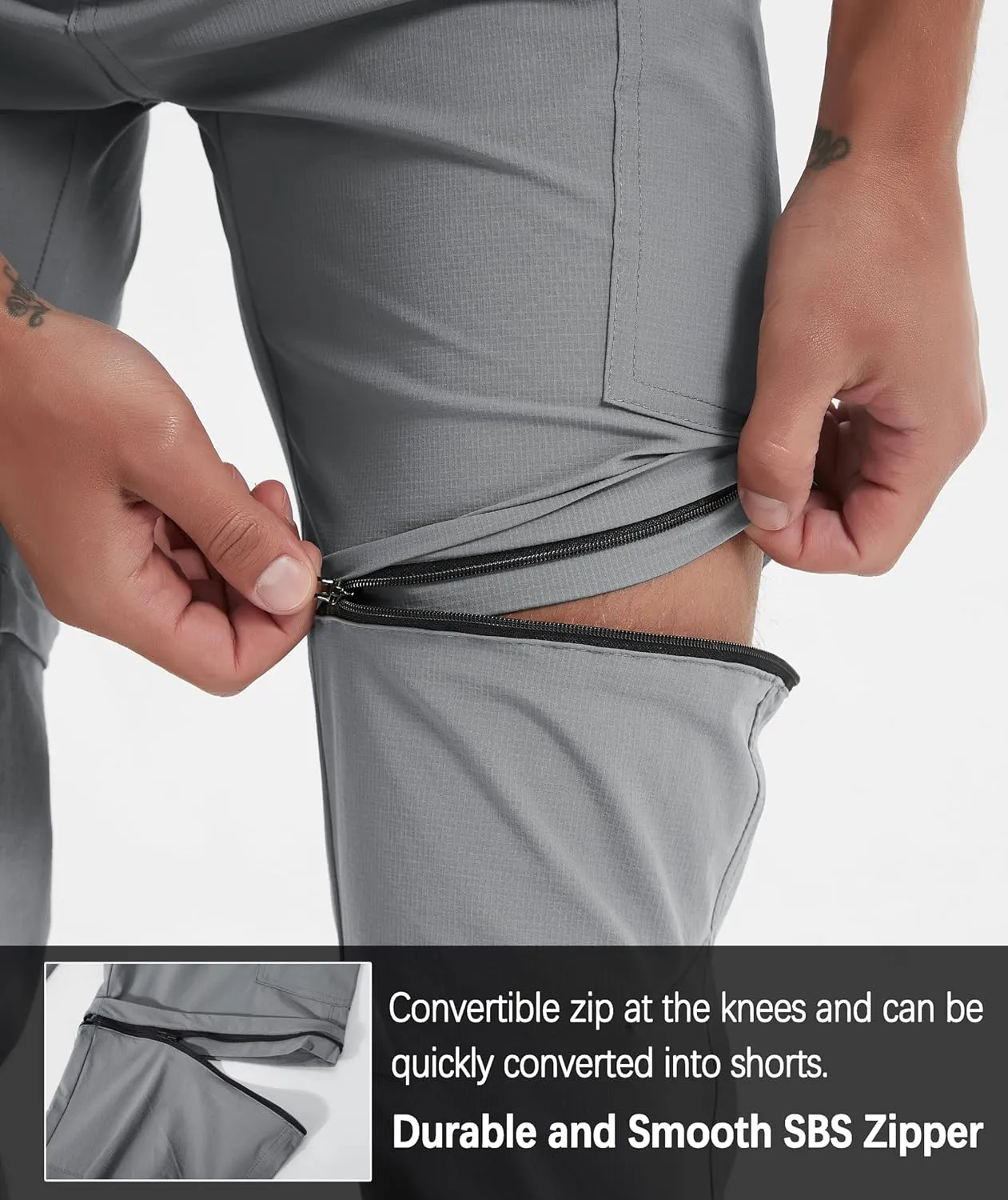 Men's Hiking Pants Convertible Zip Off Lightweight Waterproof Quick Dry Outdoor Fishing Travel Safari Camping
