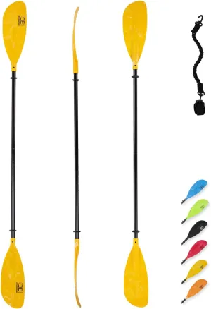 OCEANBROAD Adjustable Kayak Paddle 86in/220cm to 94in/240cm Kayaking Boating Canoeing Oar with Paddle Leash 1 Paddle