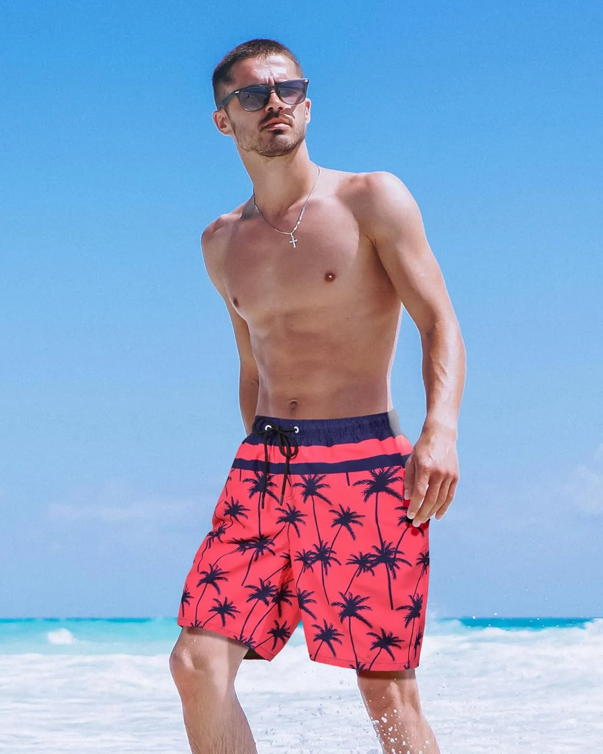 OlyPegic Mens Swim Trunks 9 Inch Quick Dry Board Shorts Mens Bathing Suit Beach Swimwear Mesh Lining with Zipper Pock