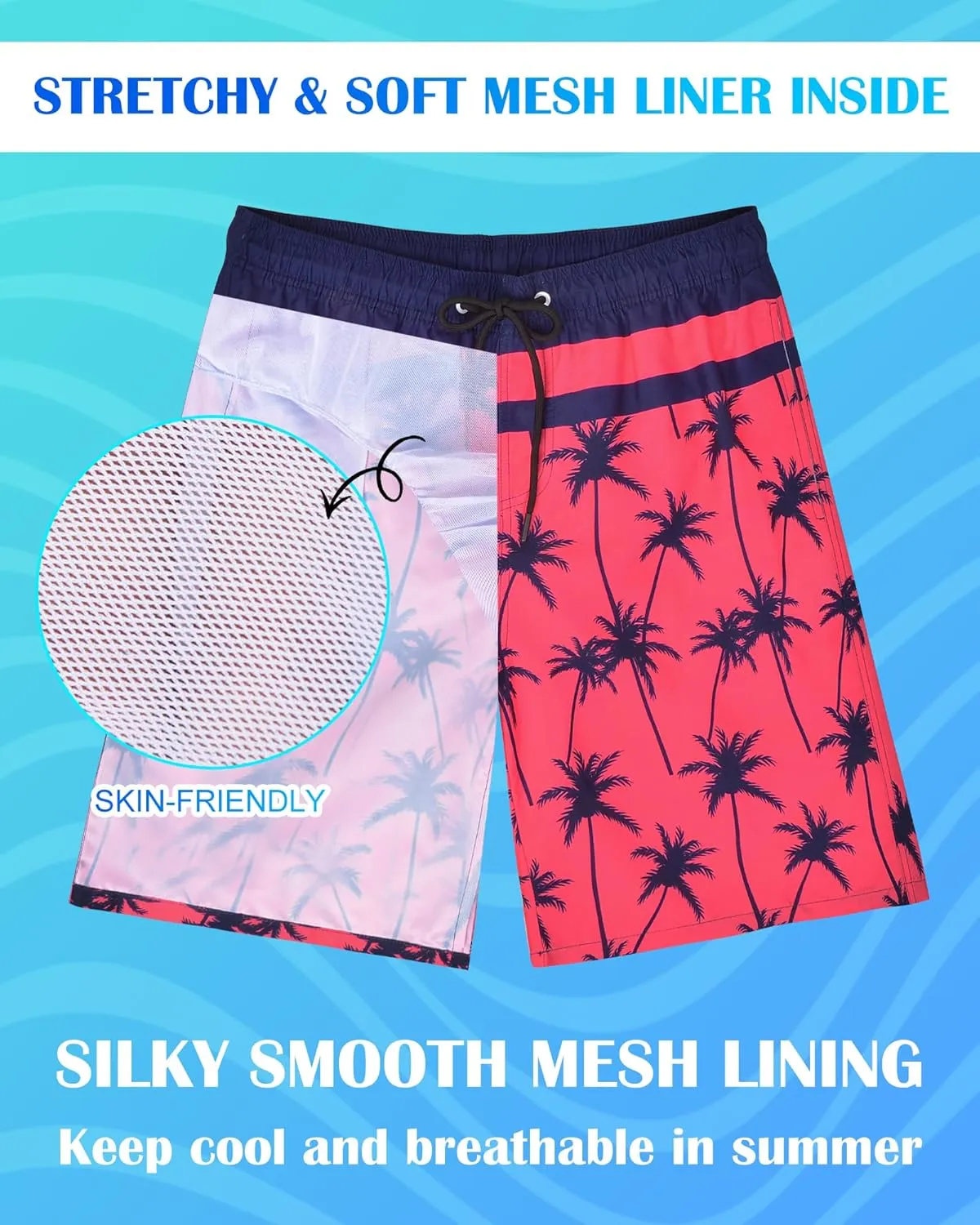 OlyPegic Mens Swim Trunks 9 Inch Quick Dry Board Shorts Mens Bathing Suit Beach Swimwear Mesh Lining with Zipper Pock