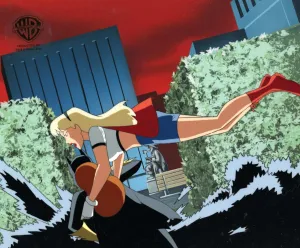 The New Batman Adventures Original Production Cel on Original Background: Batgirl and Supergirl