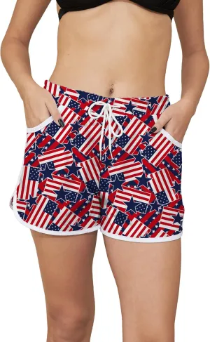 TMSD Women's Summer Board Shorts Quick Dry Beach Swim Trunks with Pocket
