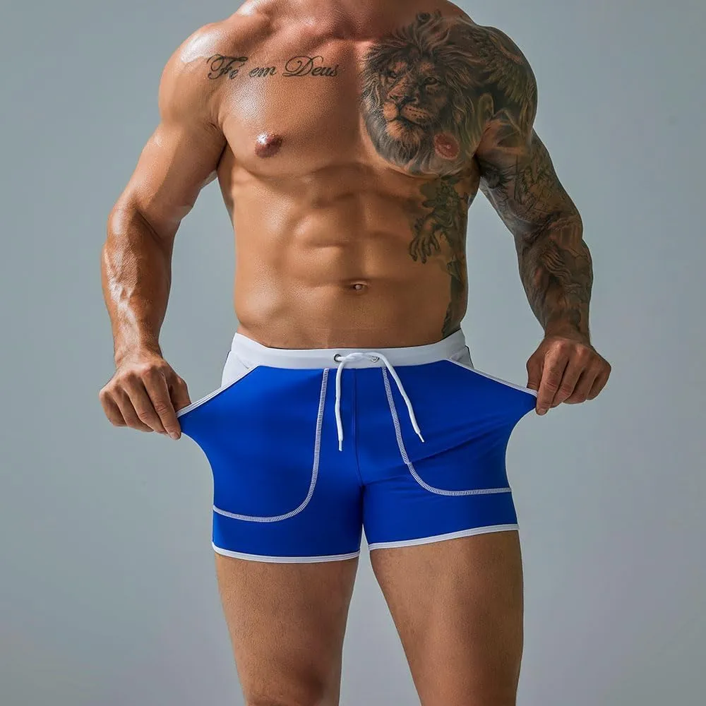 UXH Men's Square Leg Swim Briefs Printed Swimsuit Athletic Swimwear Bathing Suit Swimming Trunks
