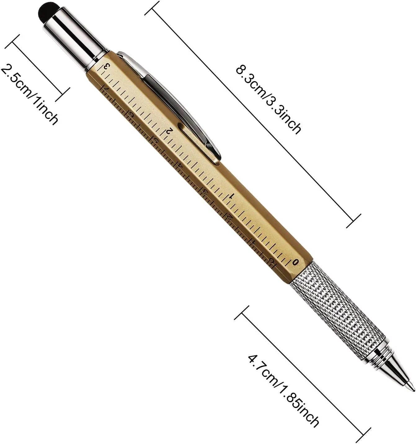Zhanmai 8 Pieces 8 Pcs Gifts for Men Fathers Day Dad Gifts from Daughter Son Wife 6 in 1 Multitool Pen Set with Refills Screwdriver Ruler Levelgauge Birthday Graduation (Gold)