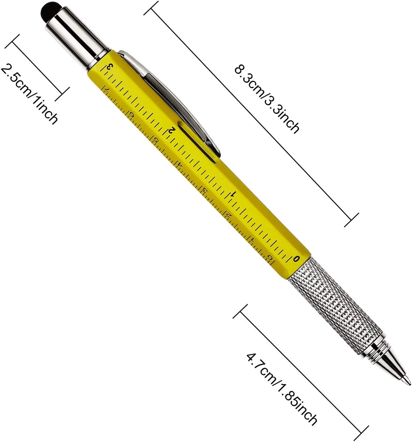Zhanmai 8 Pieces 8 Pcs Gifts for Men Fathers Day Dad Gifts from Daughter Son Wife 6 in 1 Multitool Pen Set with Refills Screwdriver Ruler Levelgauge Birthday Graduation (Yellow)